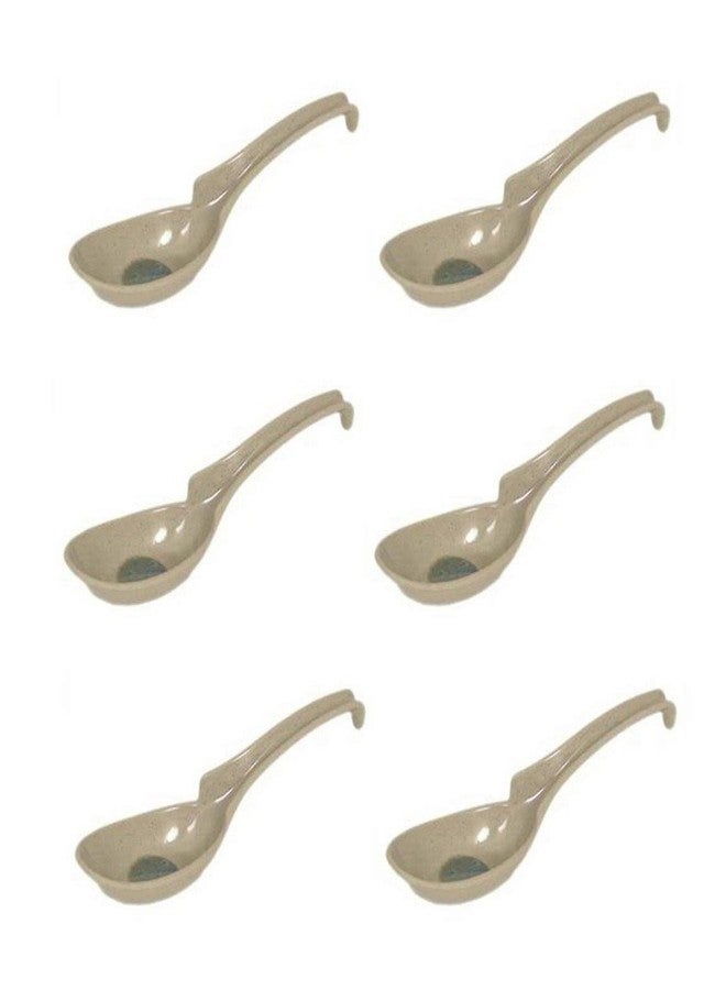 JapanBargain 2346, Set of 6 Asian Japanese Chinese Wonton Soba Rice Pho Ramen Noodle Soup Spoons Notch and Hook Ladle Style Spoon, Green - Image 1