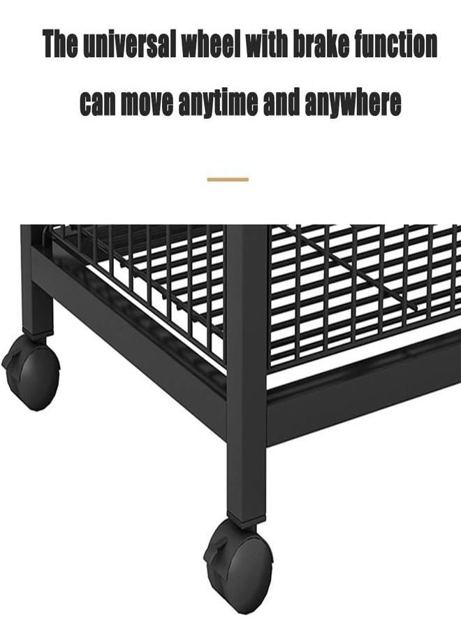 Upgraded Multi-Functional Compatible Design Movable Kitchen Storage Rack Utility Microwave Oven Stand Metal Frame 15 mm Thick Wood Sheet with 4 Lockable Wheels Household Storage Stand 90x30x103 Centimeter