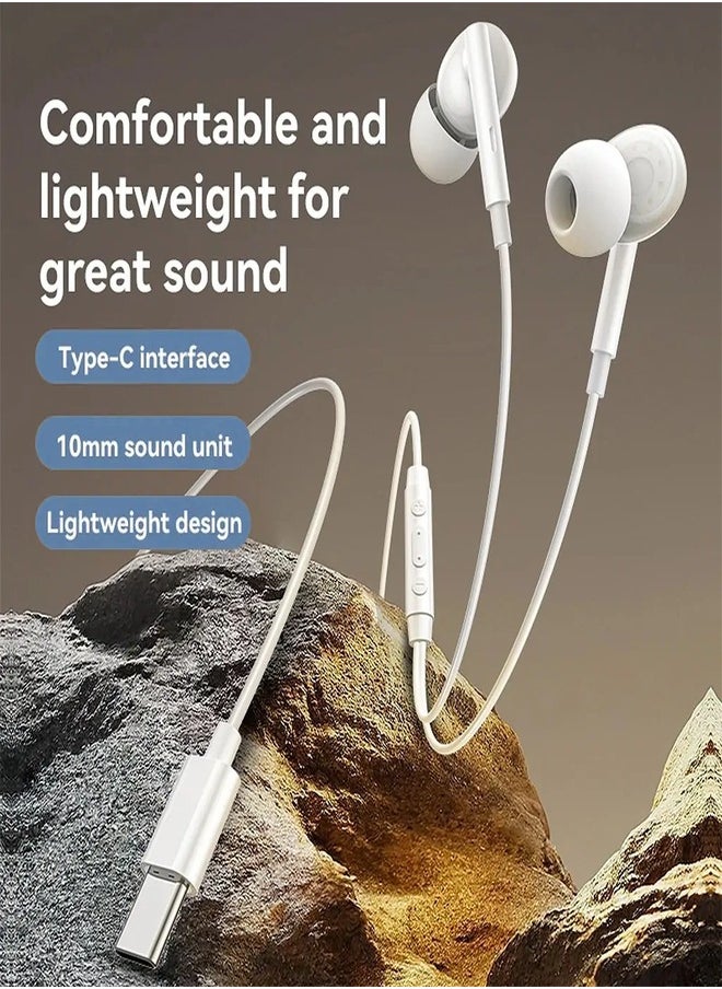 Yesido YH45 Wired Control Earphone with Ergonomic Design, 3 Buttons and Type-C Connector - White