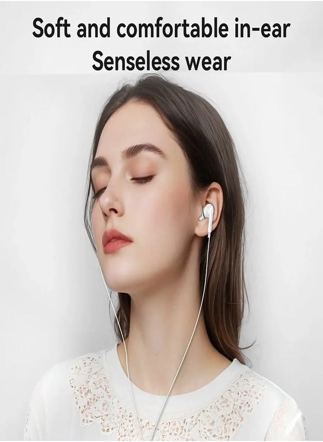 Yesido YH45 Wired Control Earphone with Ergonomic Design, 3 Buttons and Type-C Connector - White