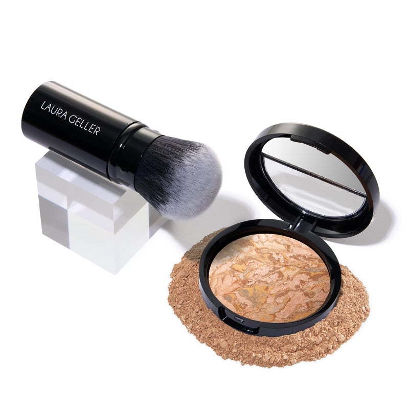 LAURA GELLER NEW YORK LAURA GELLER NEW YORK Get Glowing Kit (2pc): Baked Balance-n-Glow Illuminating Powder Foundation, Medium + Airbrush Kabuki Makeup Brush