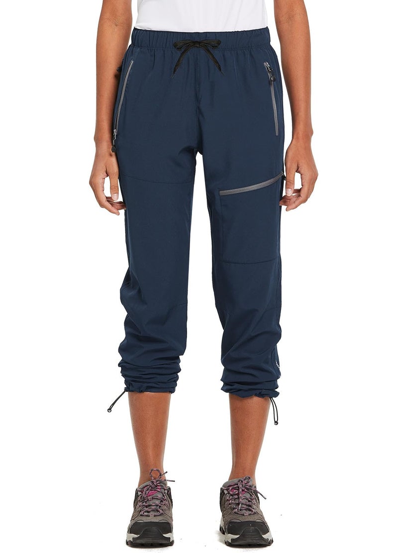 Baleaf بنطلون بلييف النسائي للمشي الصغير خفيف الوزن سريع الجفاف مقاوم للماء بنطلون كارغو بطول 27 بوصة لجميع الفصول باللون الأزرق البحري مقاس M - Image 2