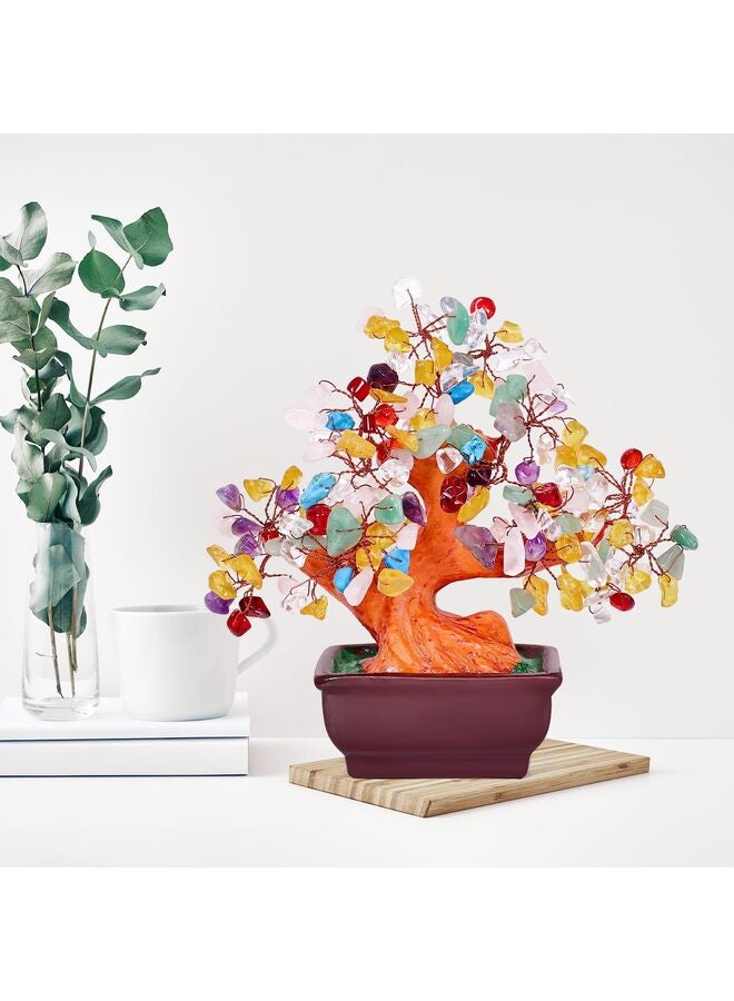 LAMAY Natural Quartz Crystal Money Tree, Healing Crystal Trees Bonsai Style Decoration for Wealth and Luck for Home Decor, Gifts for Women - Image 1