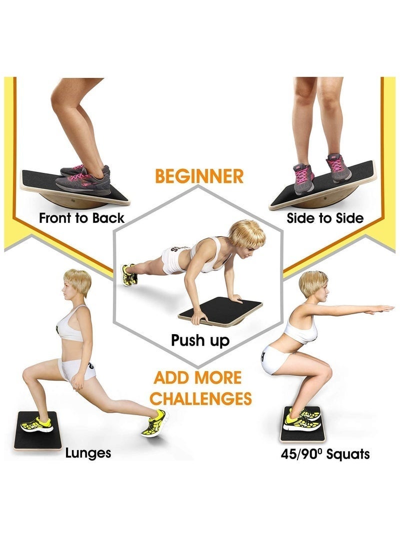 Bukela Wooden Wobble Balance Board, Rocker Boards for Under Desk, Anti Slip Roller, Core Strength, Stability, Office Wobble Boards for Standing, Core Training, Gym Home Workout - Image 2