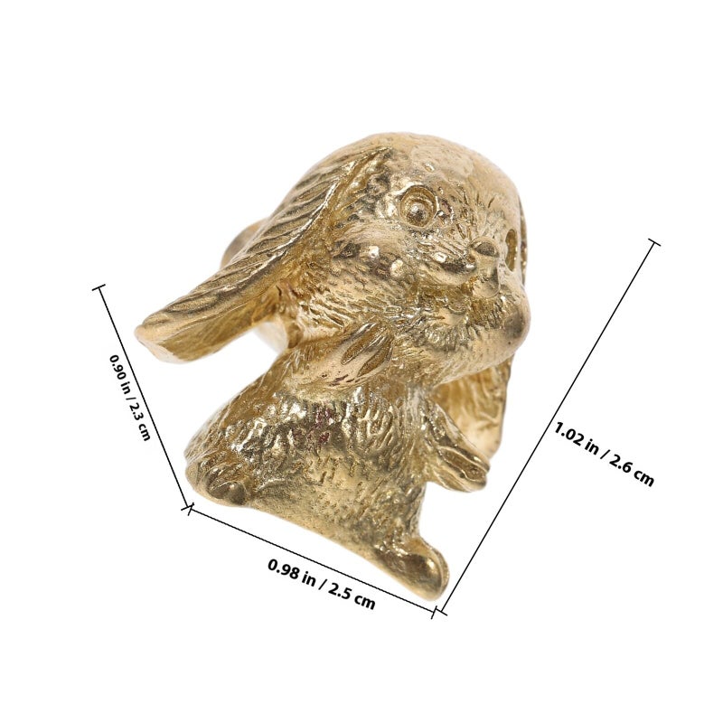 Vintage Brass Mini Laughing Rabbit Cabinet Knobs 2pcs Animal Drawer Pulls - Image 3