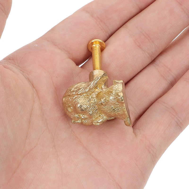Vintage Brass Mini Laughing Rabbit Cabinet Knobs 2pcs Animal Drawer Pulls - Image 4