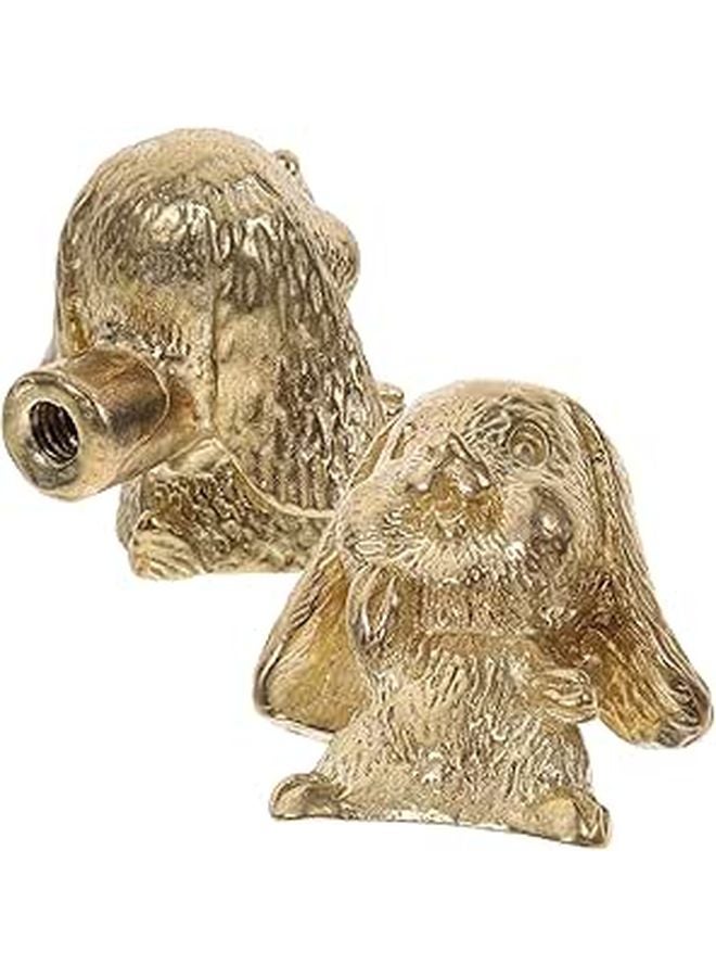 Vintage Brass Mini Laughing Rabbit Cabinet Knobs 2pcs Animal Drawer Pulls - Image 1