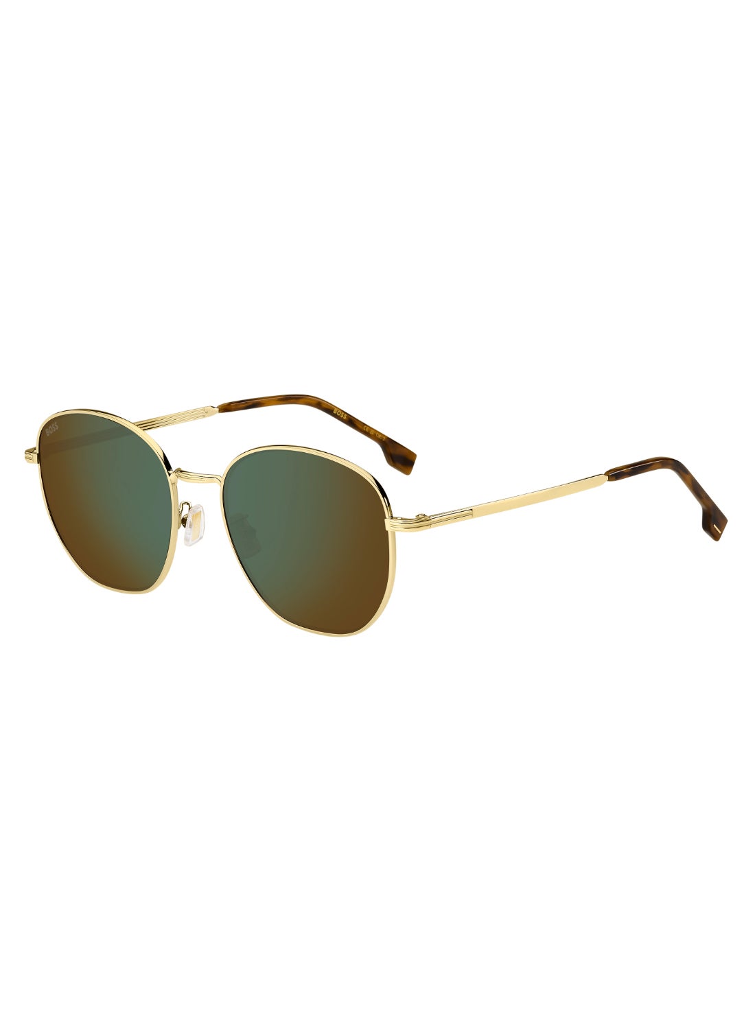 HUGO BOSS Men's UV Protection Rectangular Shape Metal Sunglasses BOSS 1671/F/SK GREEN 50 - Lens Size: 50 Mm - Gold 