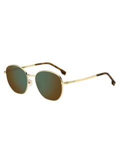 HUGO BOSS نظارة شمسية مستطيلة الشكل للرجال مع حماية من الأشعة فوق البنفسجية BOSS 1671/F/SK GREEN 50 - مقاس العدسة: 50 مم - ذهبي  - Image 1