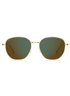 HUGO BOSS نظارة شمسية مستطيلة الشكل للرجال مع حماية من الأشعة فوق البنفسجية BOSS 1671/F/SK GREEN 50 - مقاس العدسة: 50 مم - ذهبي  - Image 3