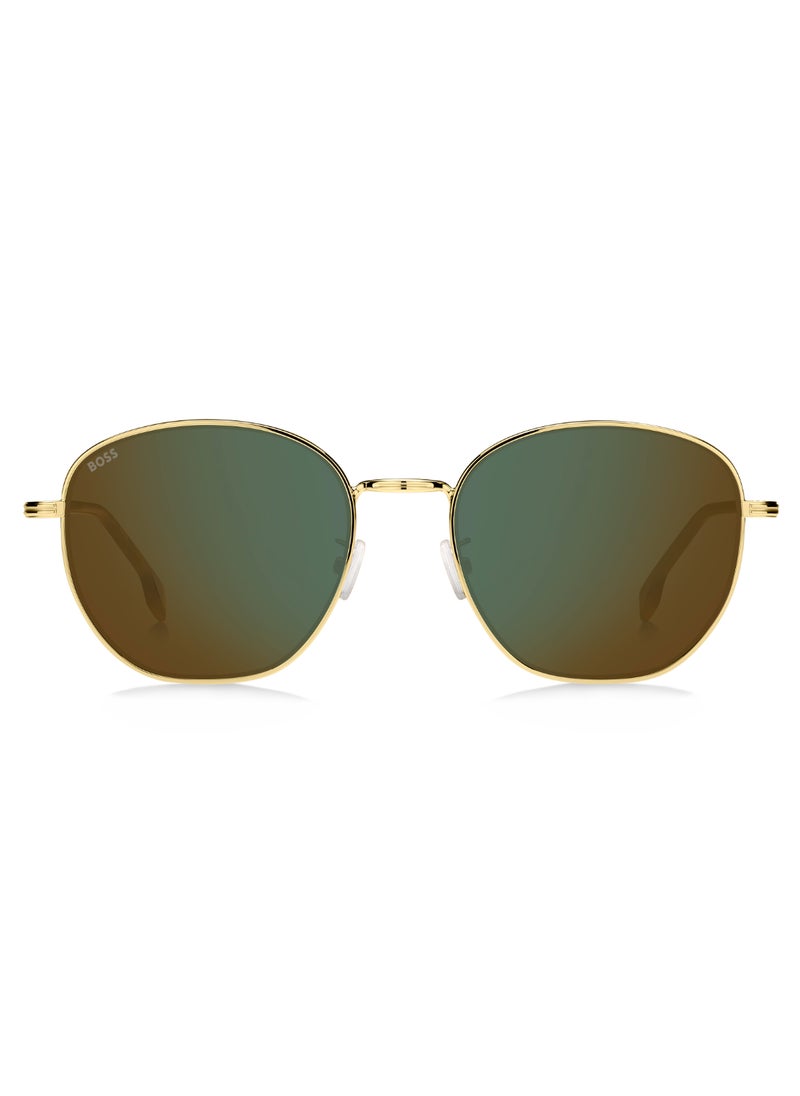 HUGO BOSS نظارة شمسية مستطيلة الشكل للرجال مع حماية من الأشعة فوق البنفسجية BOSS 1671/F/SK GREEN 50 - مقاس العدسة: 50 مم - ذهبي  - Image 3