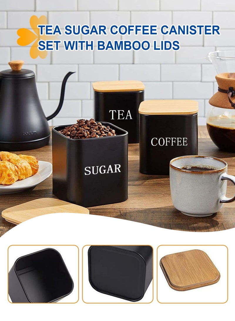 HomarKet 3-Piece Large Capacity Stainless Steel, Coffee Kitchen Canister, Sugar Organizer, Tea Storage Box, Coffee Storage Jars, Kitchen Containers Storage Set with Bamboo Lids - Image 4