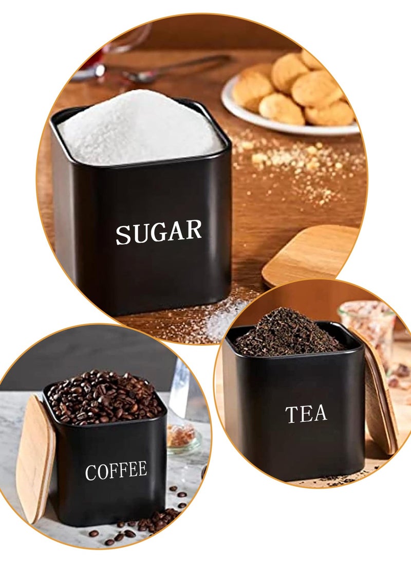 HomarKet 3-Piece Large Capacity Stainless Steel, Coffee Kitchen Canister, Sugar Organizer, Tea Storage Box, Coffee Storage Jars, Kitchen Containers Storage Set with Bamboo Lids - Image 5