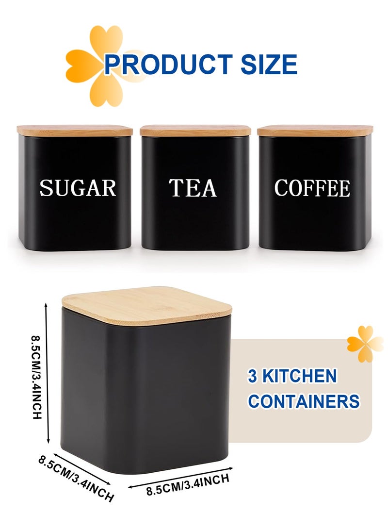 HomarKet 3-Piece Large Capacity Stainless Steel, Coffee Kitchen Canister, Sugar Organizer, Tea Storage Box, Coffee Storage Jars, Kitchen Containers Storage Set with Bamboo Lids - Image 2