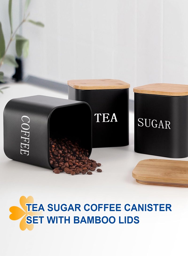 HomarKet 3-Piece Large Capacity Stainless Steel, Coffee Kitchen Canister, Sugar Organizer, Tea Storage Box, Coffee Storage Jars, Kitchen Containers Storage Set with Bamboo Lids - Image 3