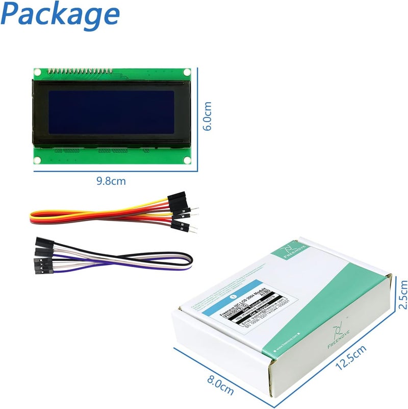 FREENOVE I2C IIC LCD 2004 Module, TWI Serial 20x4 Display, Compatible with Arduino Raspberry Pi Pico ESP32 ESP8266 - Image 5