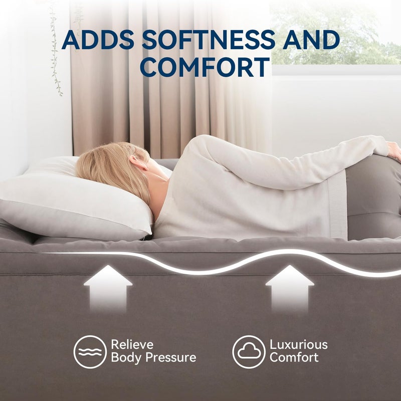 BDEUS Dual Layer 5 Inch Memory Foam Mattress Topper Queen Size, 2 Inch Gel Memory Foam Plus 3 Inch 1450 GSM Down Alternative Quilted Pillow Top Mattress Pad Cover,Dark Gray - Image 3