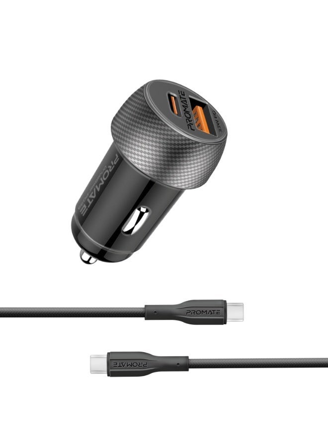 PROMATE Magnetic Wireless Phone Car Charger, 15W Car Mount with 33W Dual Port Car Charger with USB-C Power Delivery And QC 3.0 USB-A, Cable Type-C to C 1 Meter - Image 2