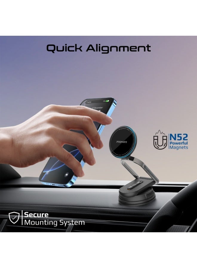 PROMATE Magnetic Wireless Phone Car Charger, 15W Car Mount with 33W Dual Port Car Charger with USB-C Power Delivery And QC 3.0 USB-A, Cable Type-C to C 1 Meter - Image 5