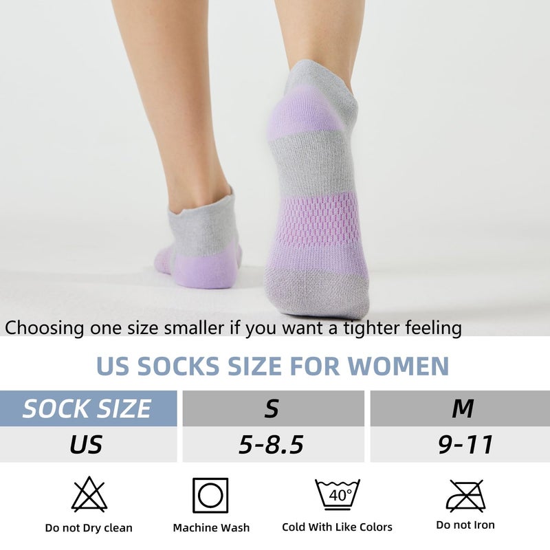 FITRELL 6 Pairs Ankle Running Socks for Women Athletic Cushioned Low Cut Tab Sports Socks, Grey, Medium - Image 2