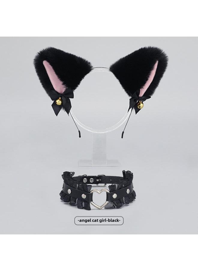 Generic A Generation Of Hair Hand Lolita Accessories Fox Ears Cat Ears Hairband Lace Bow Bell Collar Set 