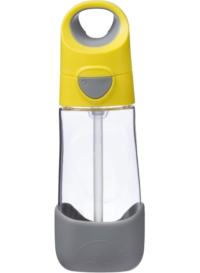 b.box Kids Water Bottle with Straw Top and Flip Top Lid, Durable Plastic Drink Bottle, Perfect After Sippy Cup, 15oz, Lemon Sherbet - Image 4
