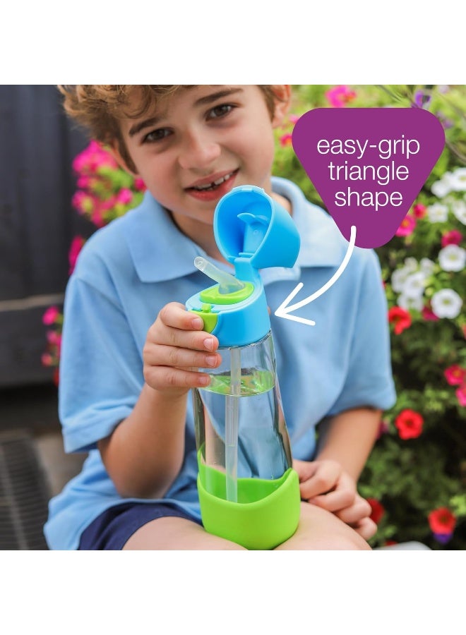 b.box Kids Water Bottle with Straw Top and Flip Top Lid, Durable Plastic Drink Bottle, Perfect After Sippy Cup, 15oz, Lemon Sherbet - Image 5