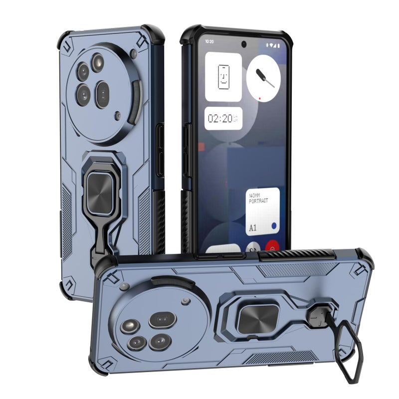 إيروريكس جراب هاتف هجين من مادة TPU ومسند معدني لهاتف For Nothing Phone 3a Pro (أزرق) - Image 1