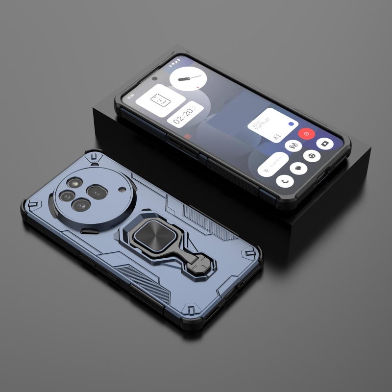 إيروريكس جراب هاتف هجين من مادة TPU ومسند معدني لهاتف For Nothing Phone 3a Pro (أزرق) - Image 2