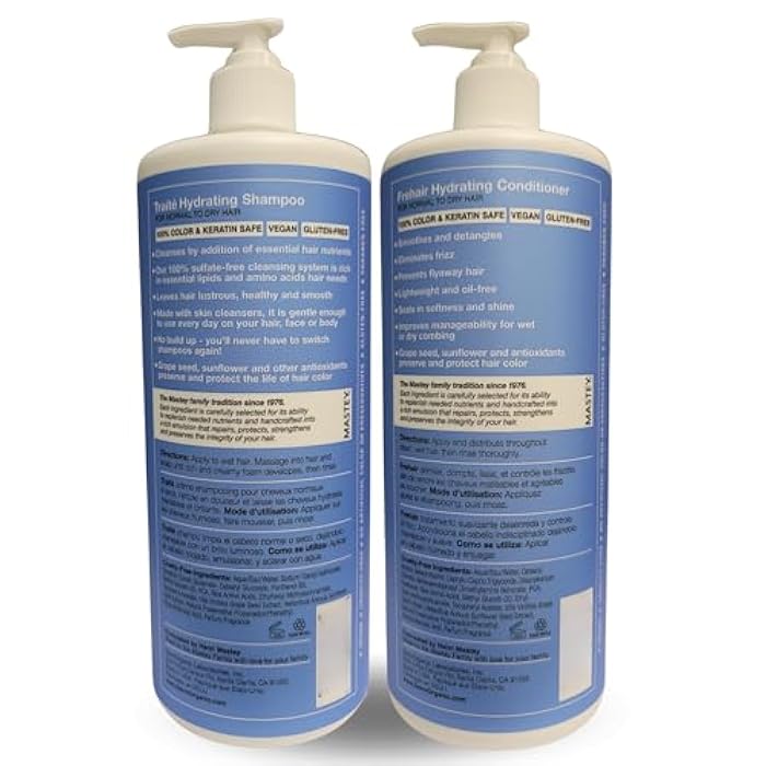 Mastey Paris Classic Professional Hair Care - Traite Shampoo 32 oz + Frehair Conditioner 32 oz Duo Set, Sulfate Free, Lipid & Amino Acid Fortified, (Pack of 2) - Image 2
