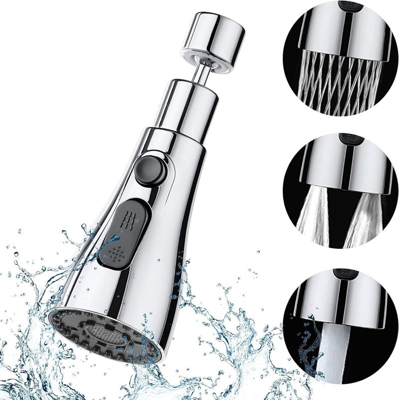 SANGOZS 360 Degree Movable Faucet Aerator Infinity 3 Mode Jet XCross EcoMist Infinity 3 Flow 3 Modes Water Faucet Sprayer Dual Flow Aerator Kitchen Sink Faucet Shower - Image 1