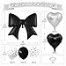 Vibzox Black Bow Foil BalloonsBlack Silver Heart Foil Balloons and Bow Print Balloons for Women Birthday Baby Shower Valentines Day Party Decorations - Image 4