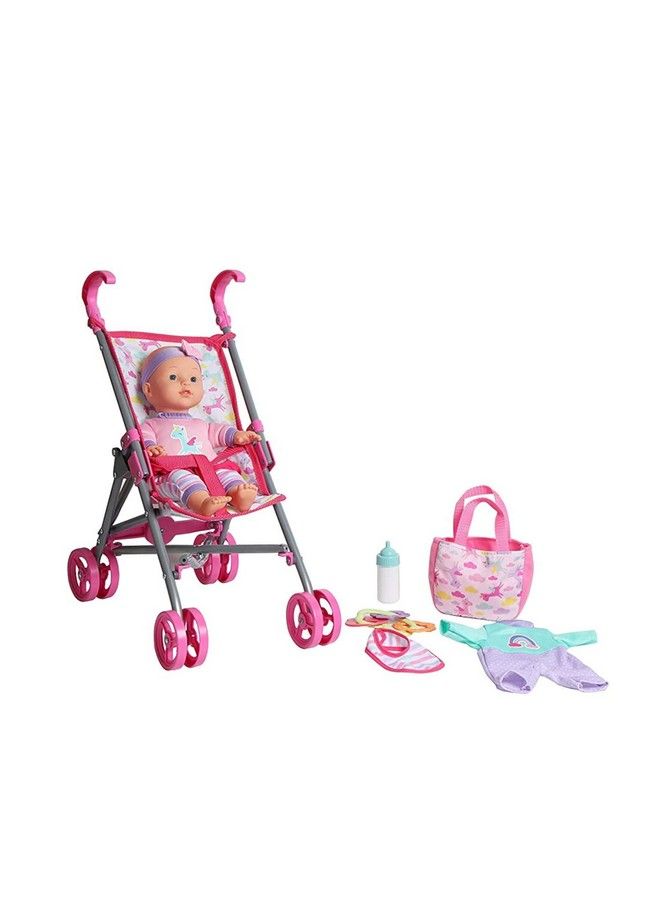DREAM COLLECTION 12" Baby Doll Care Gift Set With Stroller - Image 2