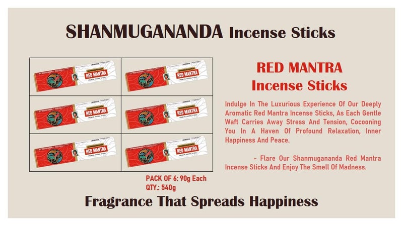 Shanmugananda SHANMUGANANDA Replenish Joy Within and Around Your Surroundings A Trusted Brand Since 1944 RED Mantra Incense Sticks  - Image 2
