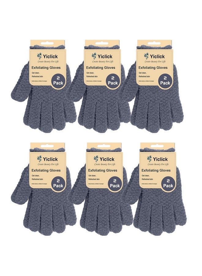 Yiclick Exfoliating Gloves Body Scrub Exfoliator For Dead Skin Removerexfoliate Sponge Loofah Washcloth Mitt For Men Women (12 Grey) - Image 1