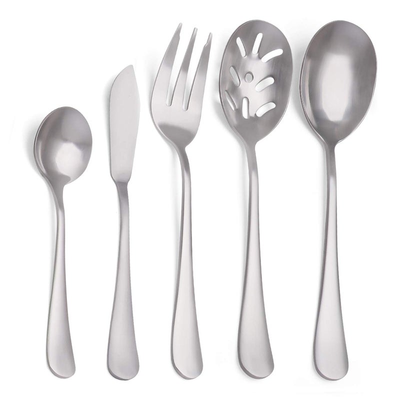 5Piece 180 Stainless Steel Serving Set sharecook Large Hostess Set with Round Edge Mirror FinishedDishwasher Safe