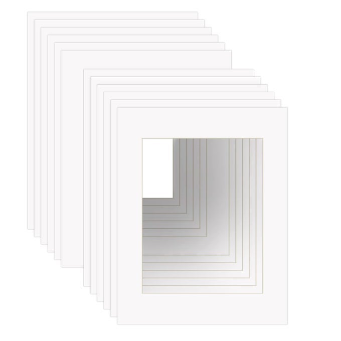 11x14 White Picture Mats with Core Bevel Cut Frame Mattes for 8x10 Pictures Pack of 12