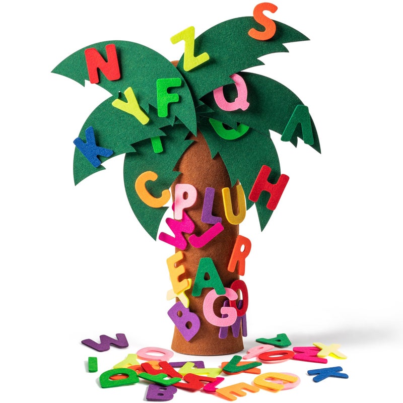 OSNIE 18 Inch Reading Week Felt Tree Toy X Large Letter Props Freestanding Coconut Tree 34Pcs Alphabet Game Interest Learning On Skills Game Teaching Toy Gifts for Toddlers Early Education - Image 3