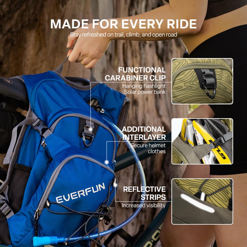 EVERFUN Hiking Backpack with Water Bladder Insulated Hydration Backpack 18L , Women Men Hydration Pack Daypack Lightweight Hydropack with Rain Cover for Hiking, Cycling, Running, Festivals - Image 5