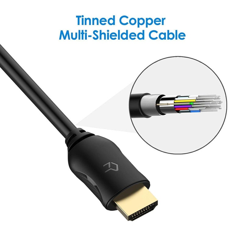 Rankie كابل HDMI من رانكي، كابل HDTV عالي السرعة يدعم الإيثرنت 3D 4K وإرجاع الصوت، عبوة من 2 بطول 6 أقدام - Image 2