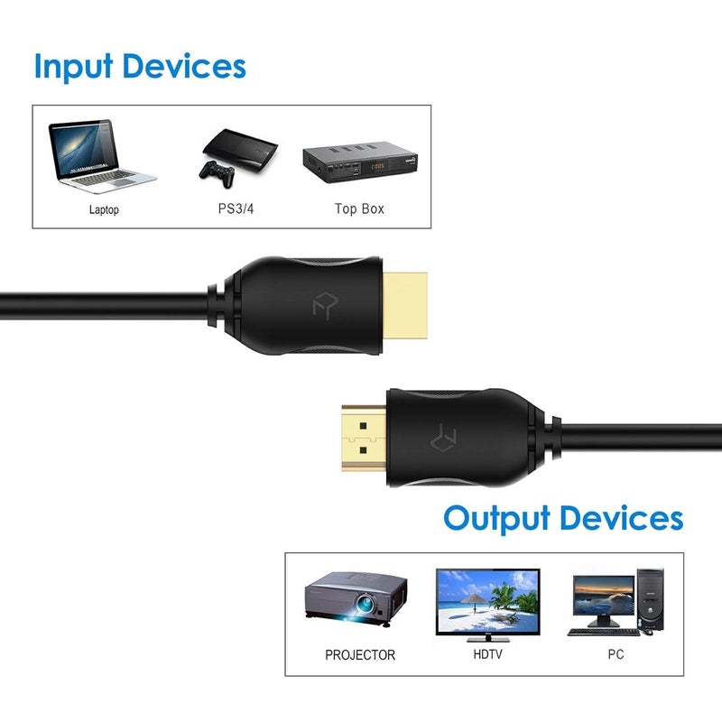 Rankie كابل HDMI من رانكي، كابل HDTV عالي السرعة يدعم الإيثرنت 3D 4K وإرجاع الصوت، عبوة من 2 بطول 6 أقدام - Image 4