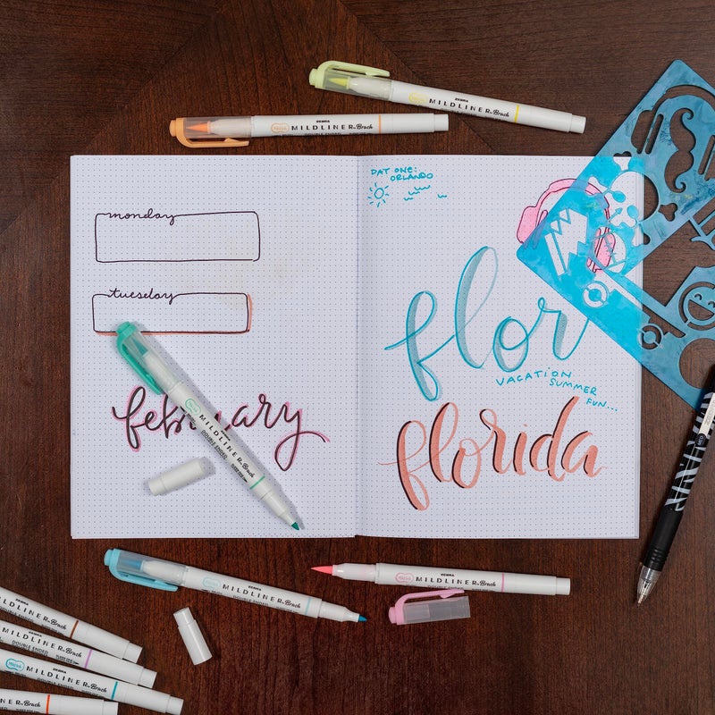 Zebra Pen Mildliner Double-Ended Brush Marker, Brush and Fine Tip Pens, Ideal for Bible Highlighting, No Bleed, Assorted Soft Colors, 15-Pack (79115) - Image 3