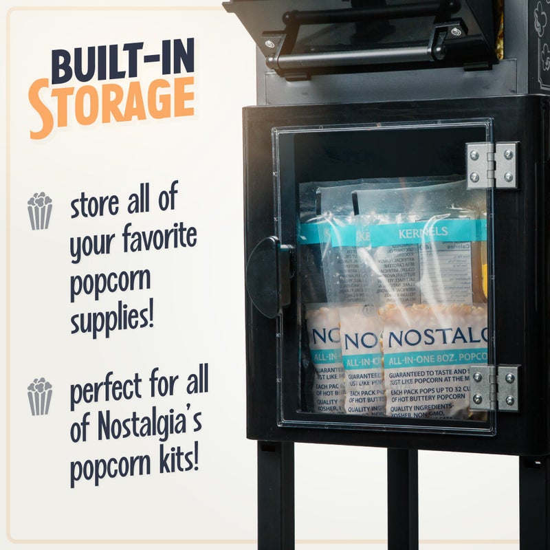 Nostalgia Popcorn Maker Machine - Professional Cart With 2.5 Oz Kettle Makes Up to 10 Cups - Vintage Popcorn Machine Movie Theater Style - Black - Image 4