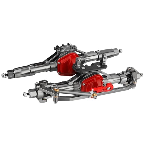 Pothyes Aluminum Front Rear Complete Axle Set with Enhanced Axle Shaft for Axial SCX10 RC4WD D90 110 RC Crawler Upgrade Parts Titanium FrontRear - Image 1