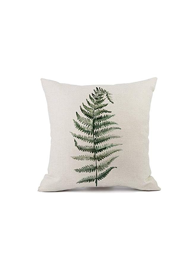 ORiTi أغطية وسائد نباتية 45 × 45 سم أغطية وسائد زخرفية خضراء أغطية وسائد من الكتان للأريكة والسيارة وغرفة النوم وغرفة المعيشة وديكور المنزل مجموعة من 4 قطع على الطراز C - Image 3