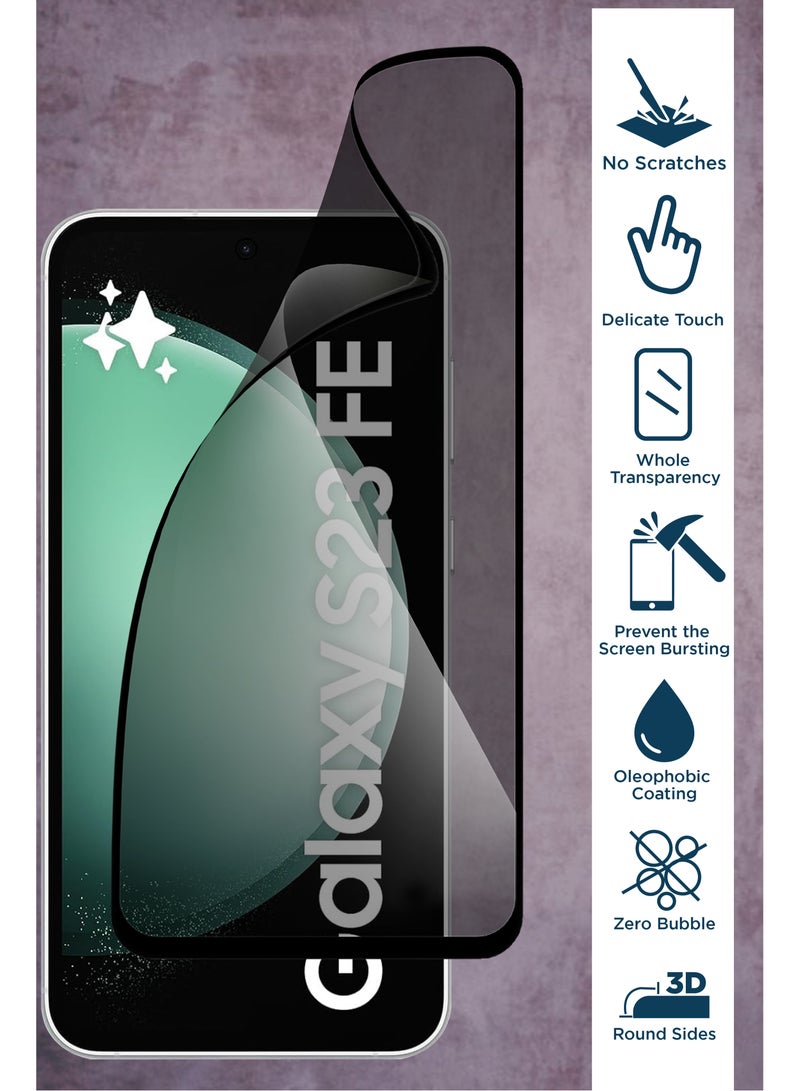 واقي شاشة زجاجي سيراميكي غير لامع للخصوصية لهاتف Samsung Galaxy S23FE - أسود - Image 3