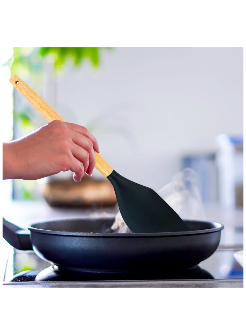 Bright Home Wooden Spatula Ladle with Wooden Handle - Stainless Steel, Deep Bowl, Long Handle, Serving Utensils, Wooden Kitchen Tools - Image 2