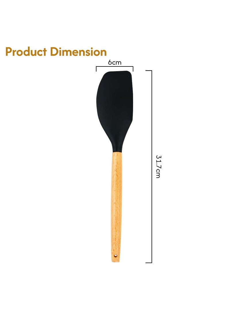 Bright Home Wooden Spatula Ladle with Wooden Handle - Stainless Steel, Deep Bowl, Long Handle, Serving Utensils, Wooden Kitchen Tools - Image 5