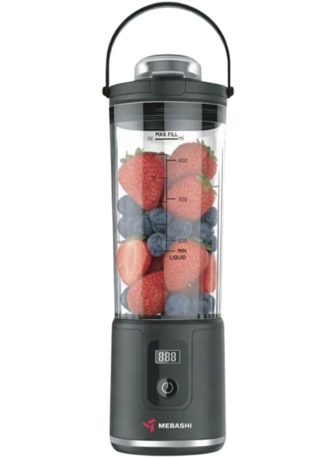 MEBASHI Portable Blender 450ml Rechargeable Personal Smoothie Maker, 100W USB Type-C Blender with Titanium Blades, Powerful 540 Motor, Travel Juicer Cup for Shakes, Protein Drinks & Fruits (Black)