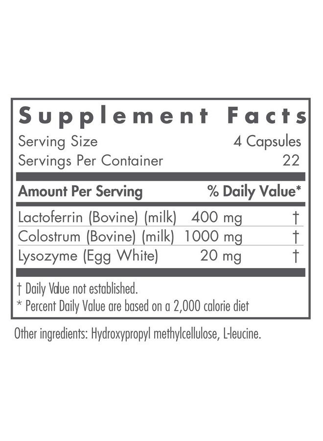 Nutricology مكمل نوتري كولوجي لاكتوفيرين مع الكولاستروم - لاكتوفيرين، كولاستروم بقرى، مناعة جلوبولين، ليسوزيم، IgG، IGA، IgM، كبسولات نباتية - 90 عد - Image 2